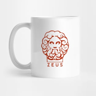 Zeus, Ancient Greece mythology, Stylized head with red ink Mug